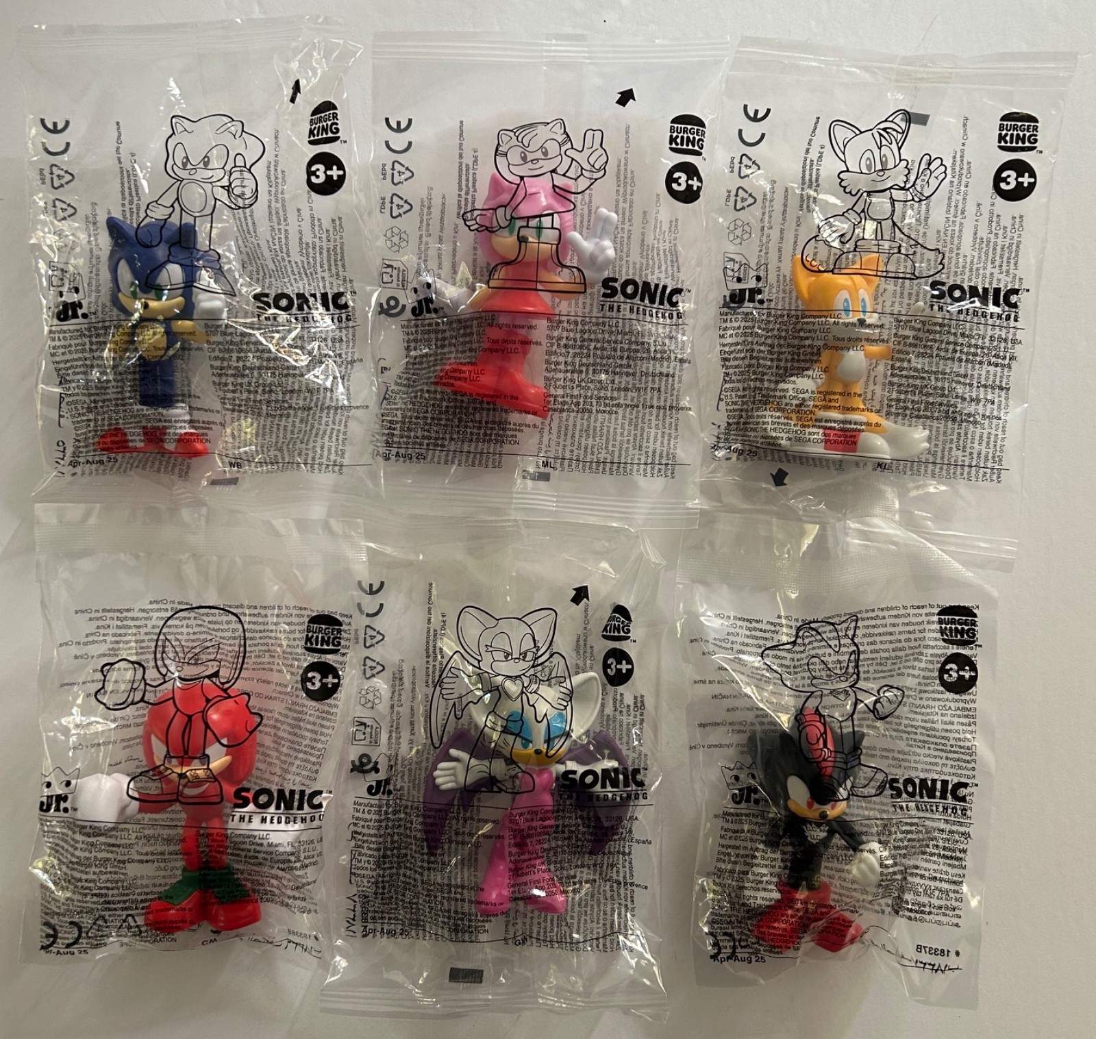 2025 Burger King SONIC The HEDGEHOG Toys Complete Set Of 6 *Free Shipping*
