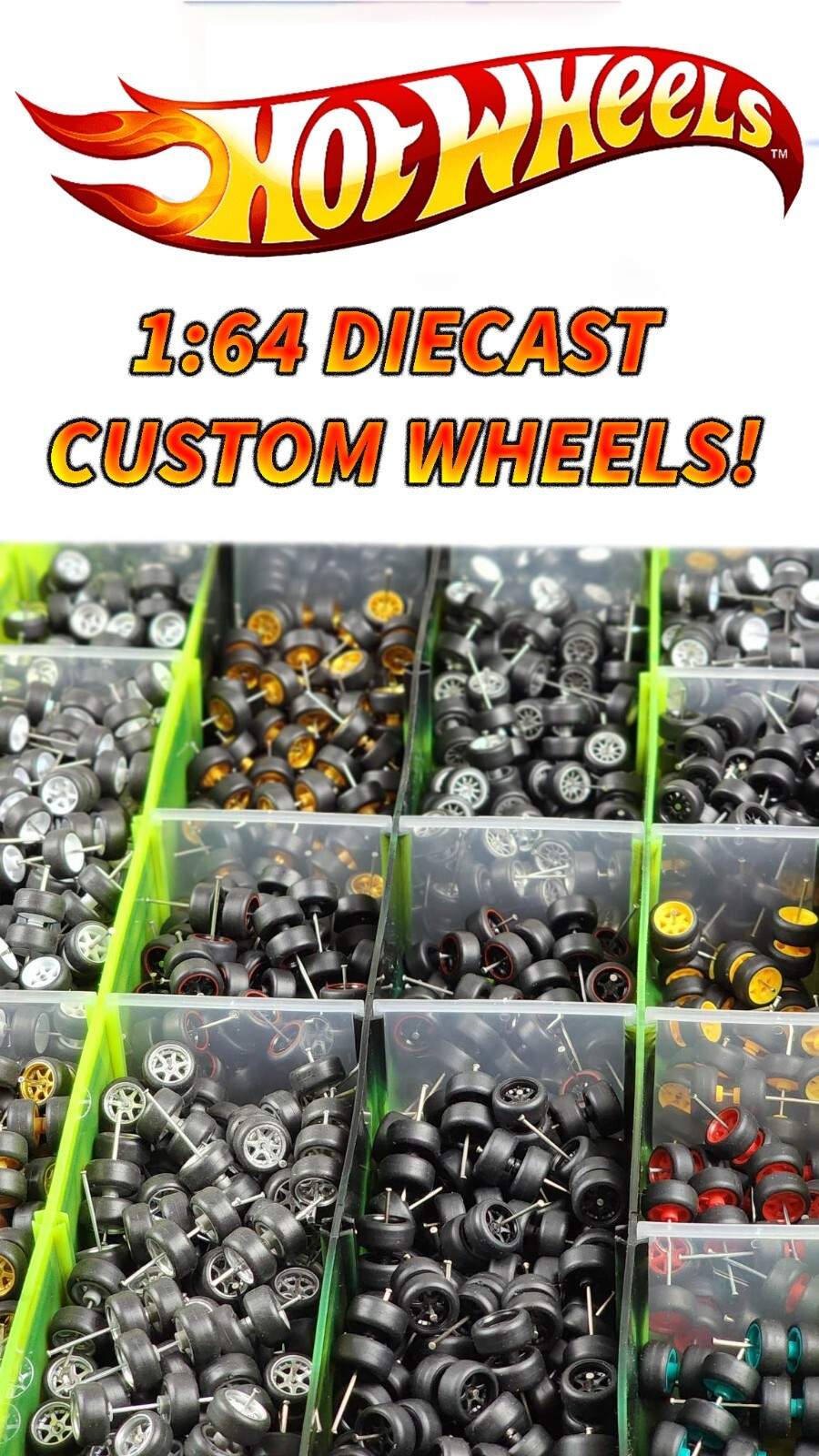 1/64 Scale Wheel Sets Real Rider Wheels Rubber Tires Custom sets for Hot Wheels