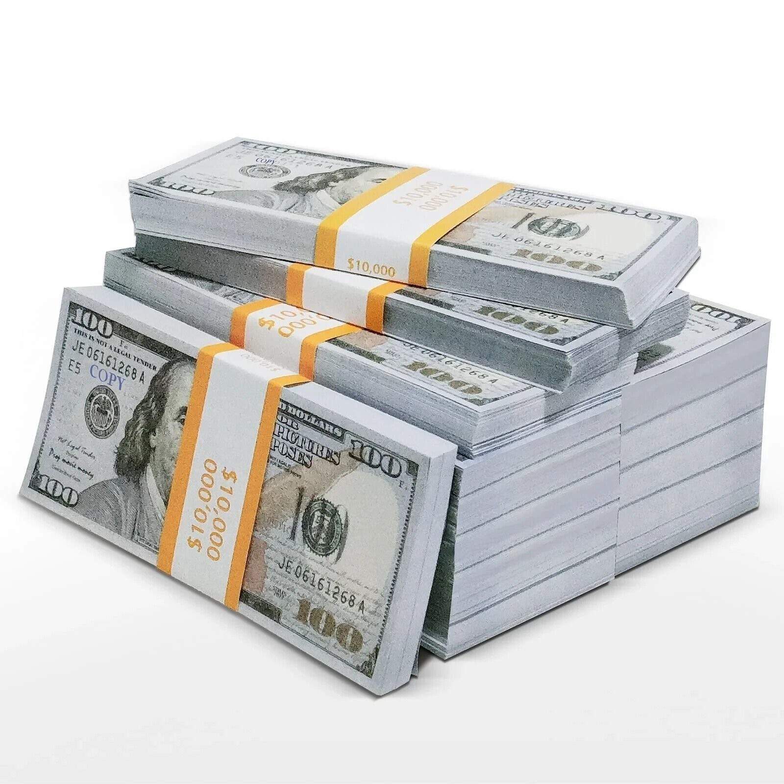 100-1000 pcs Dollar Bills Prop Toys Money Bank Film Cash Paper  $10,000 Movie