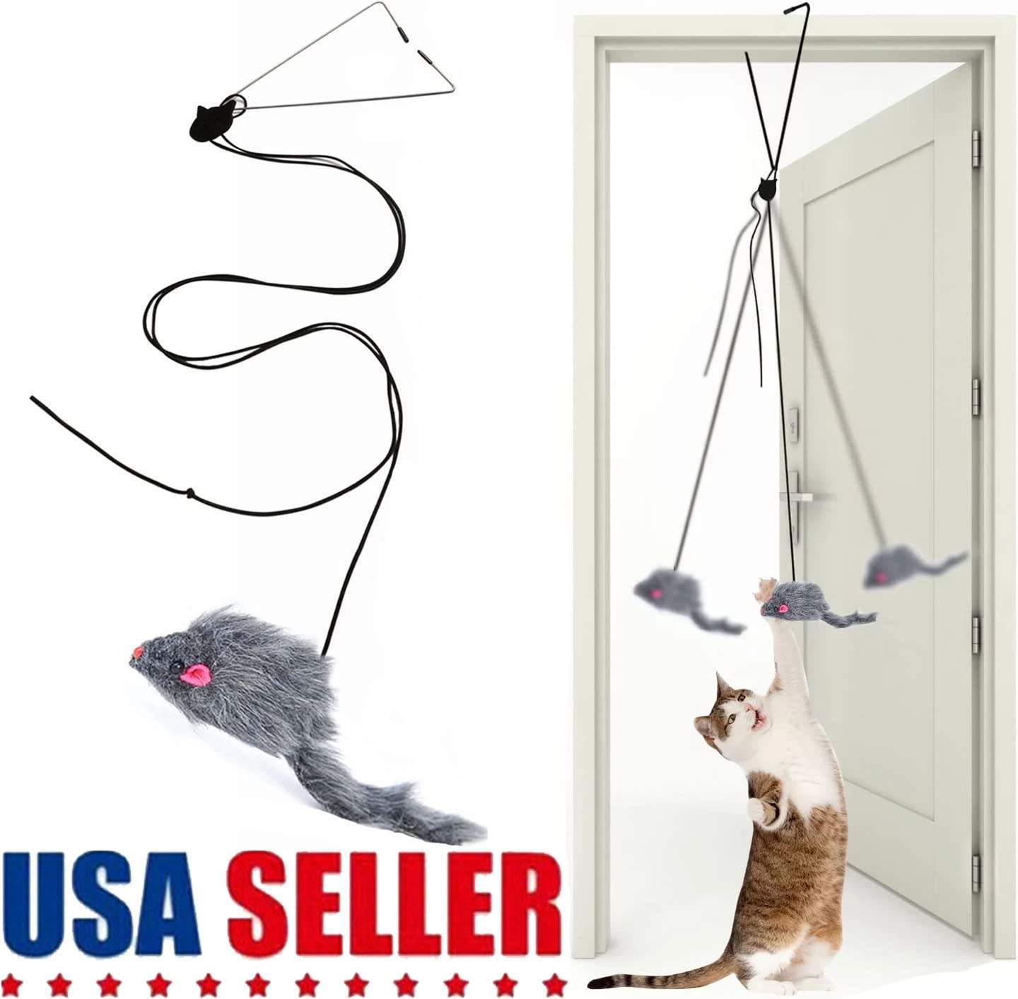 Interactive Cat Feather Toys,Retractable Teaser Toy Hanging Interactive Toys US
