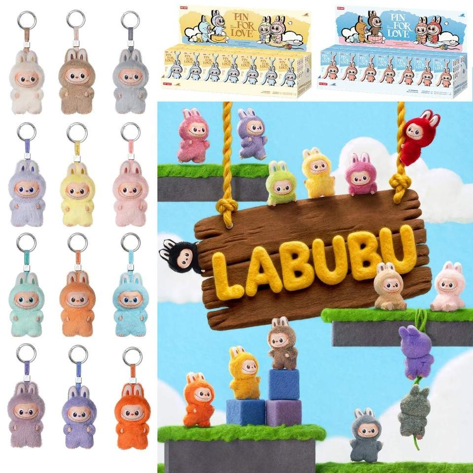 POP MART Labubu The Monsters Pin For Love Series Mini Plush Pendant Figure Doll