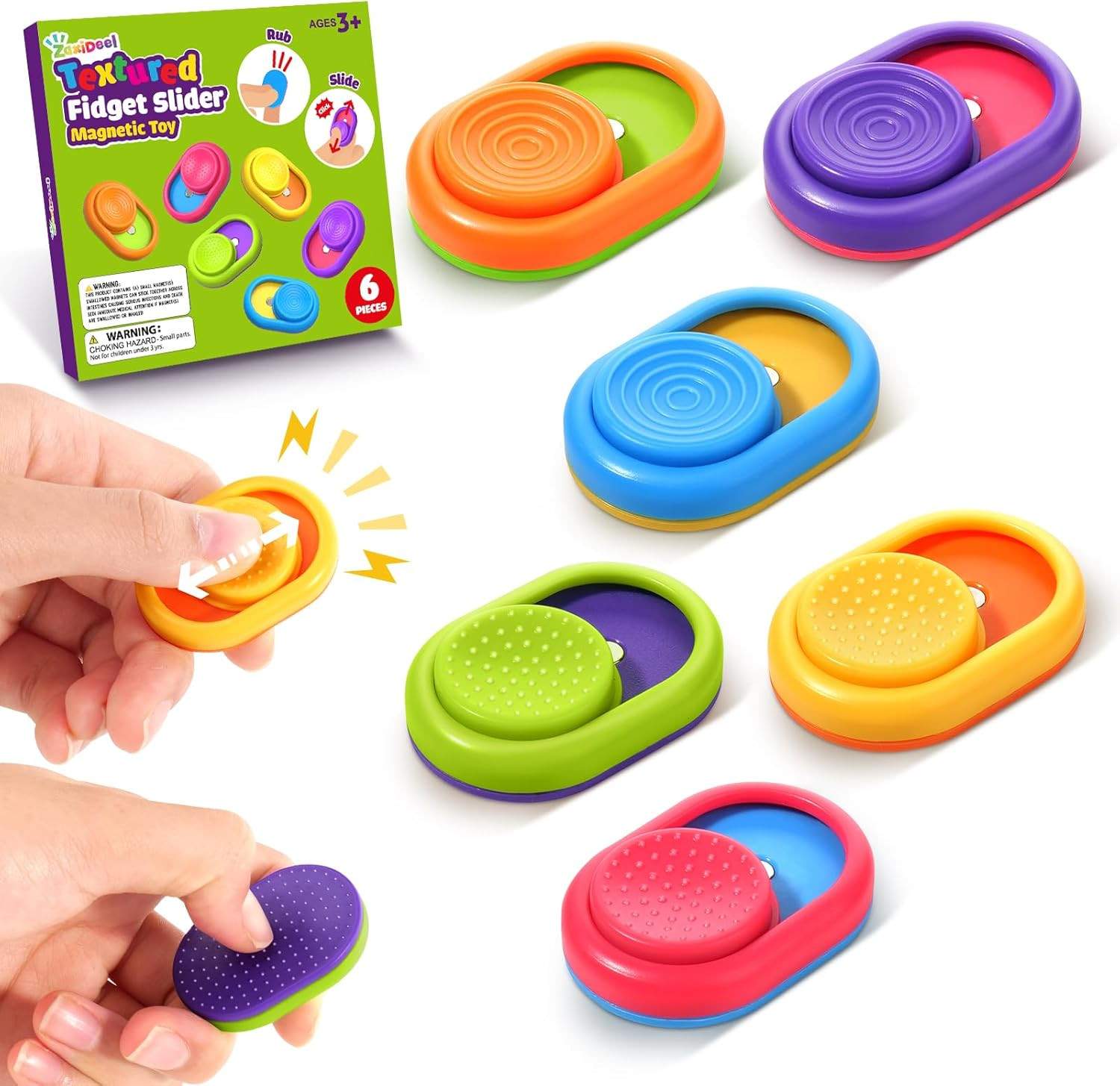 Sensory Fidget Magnetic Toys for Kids: Textured Fidget Sliders for Autism Clamin