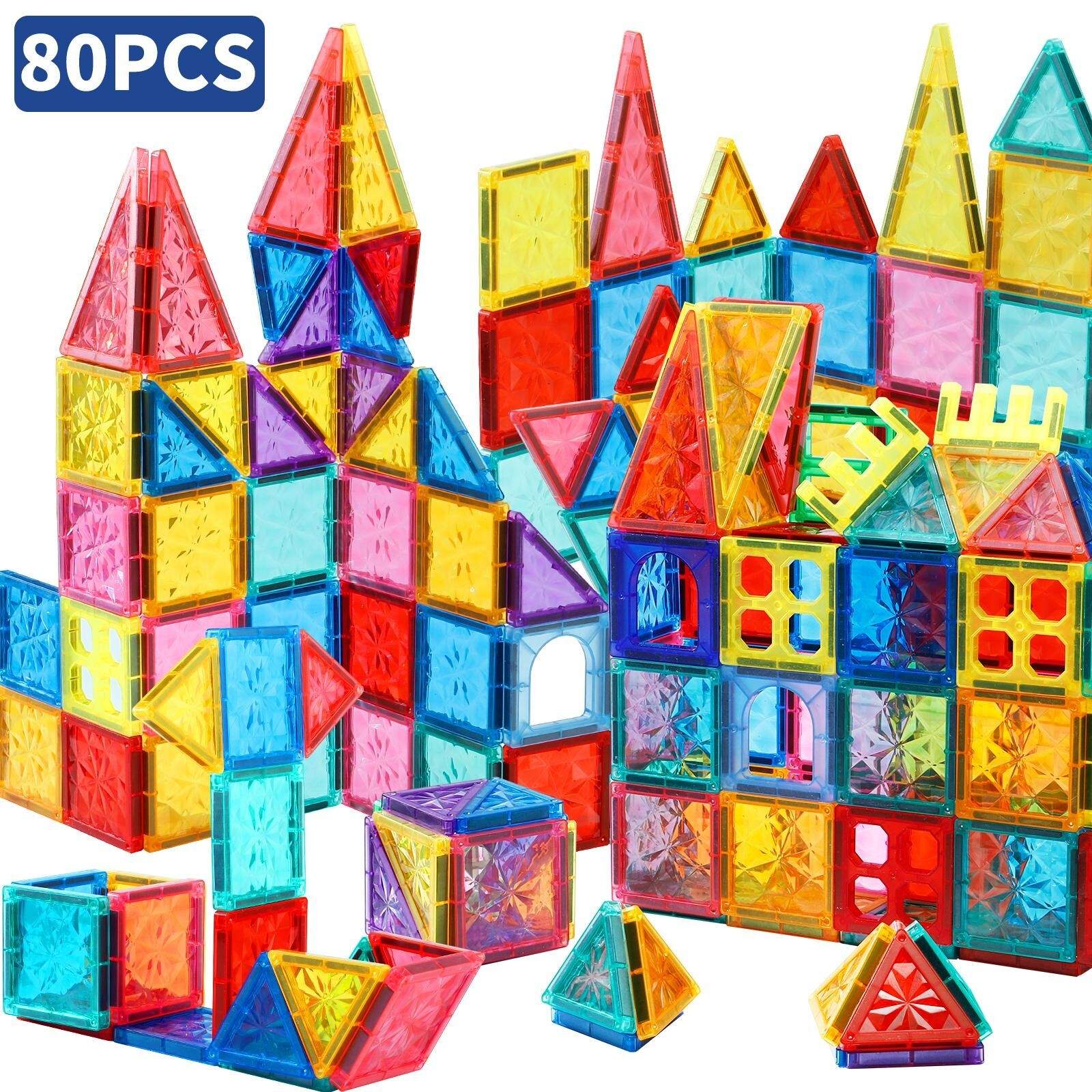 80pcs Magnetic Tiles Kids Toys – STEM Learning Building Blocks,Magne
