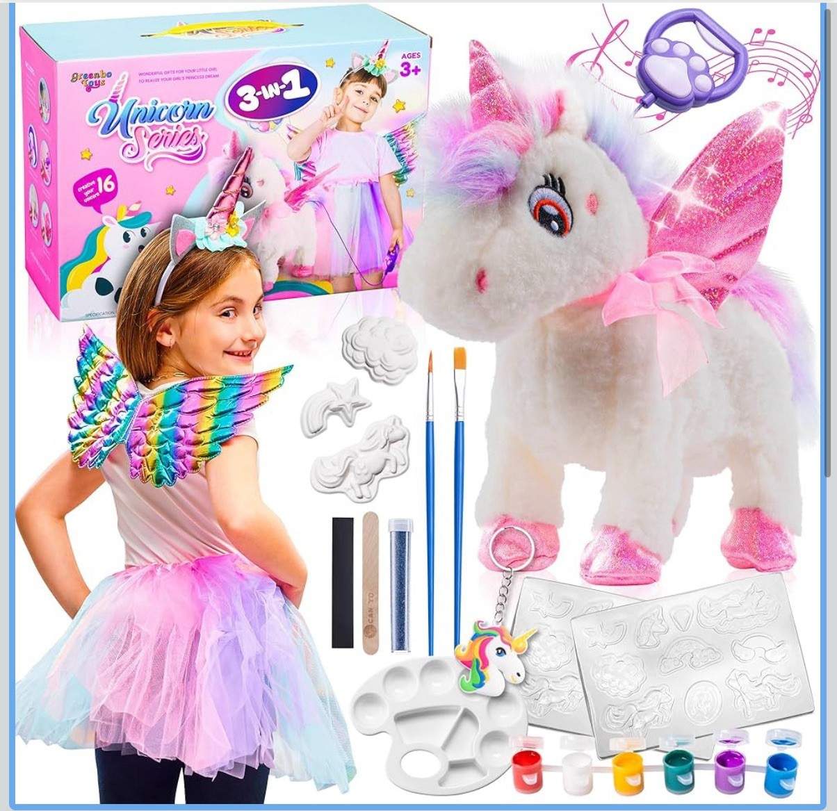 Unicorn Toys for Girls Ages 3-6 Greenbo Painting Kit Unicorn Dress Craft Set