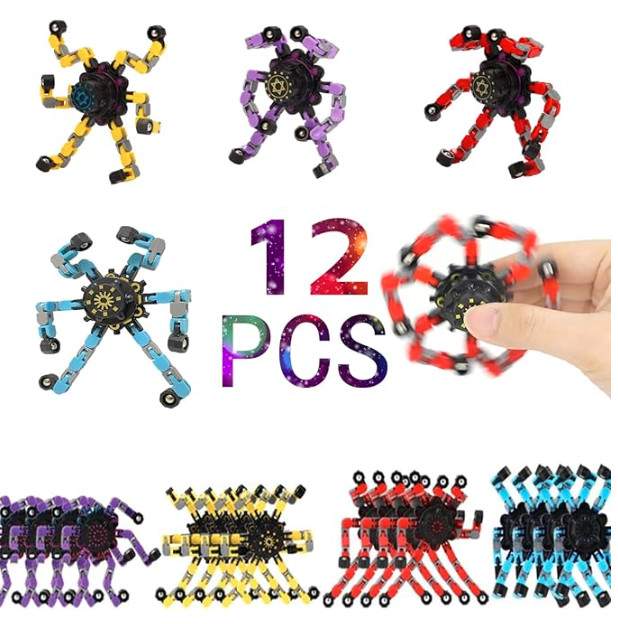 Transformable Fidget Spinners 12 Pcs for Kids and Adults Stress Relief Sensory