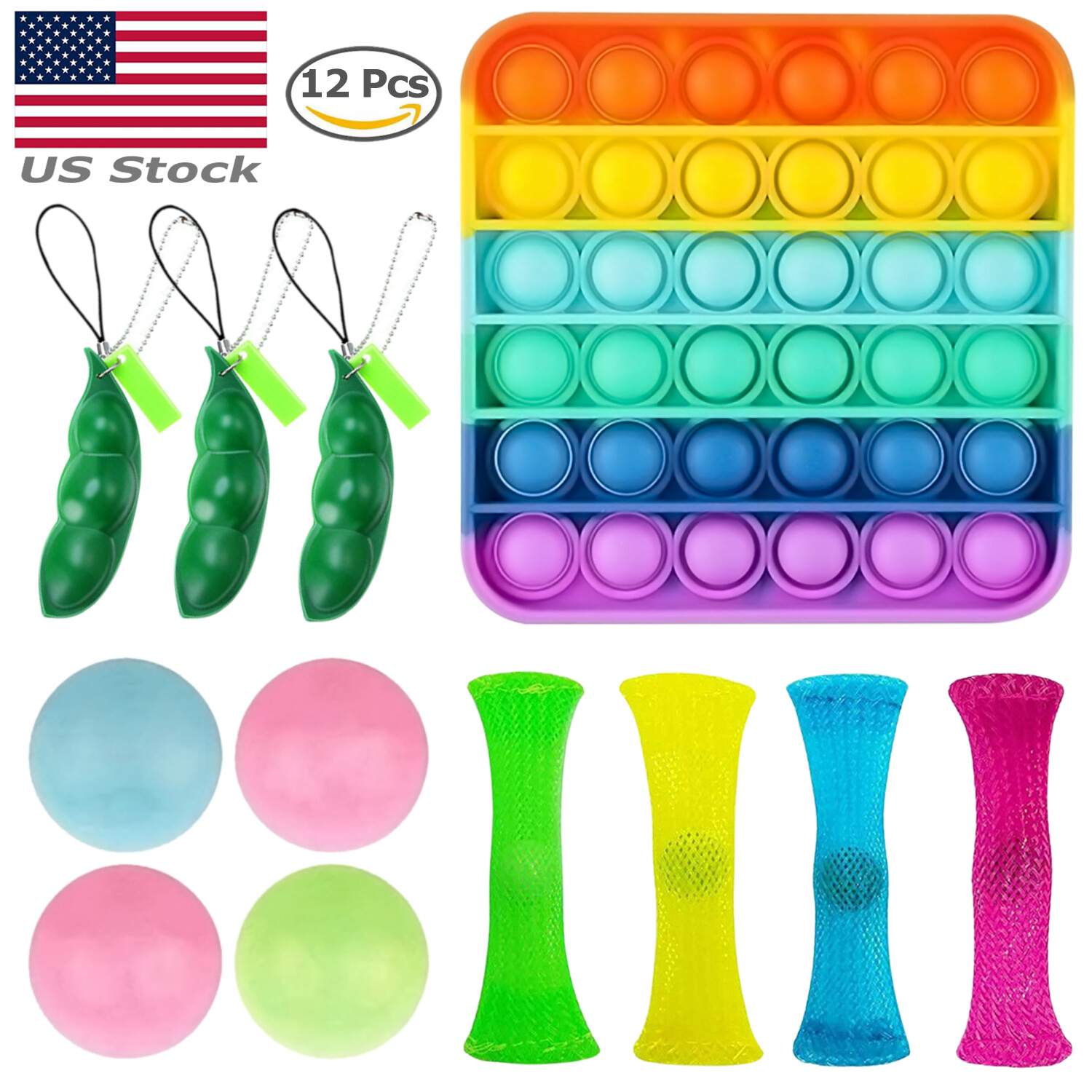 12 PCS Fidget Toys Set Sensory Stocking Stuffer For Stress Relief Anti-Anxiety