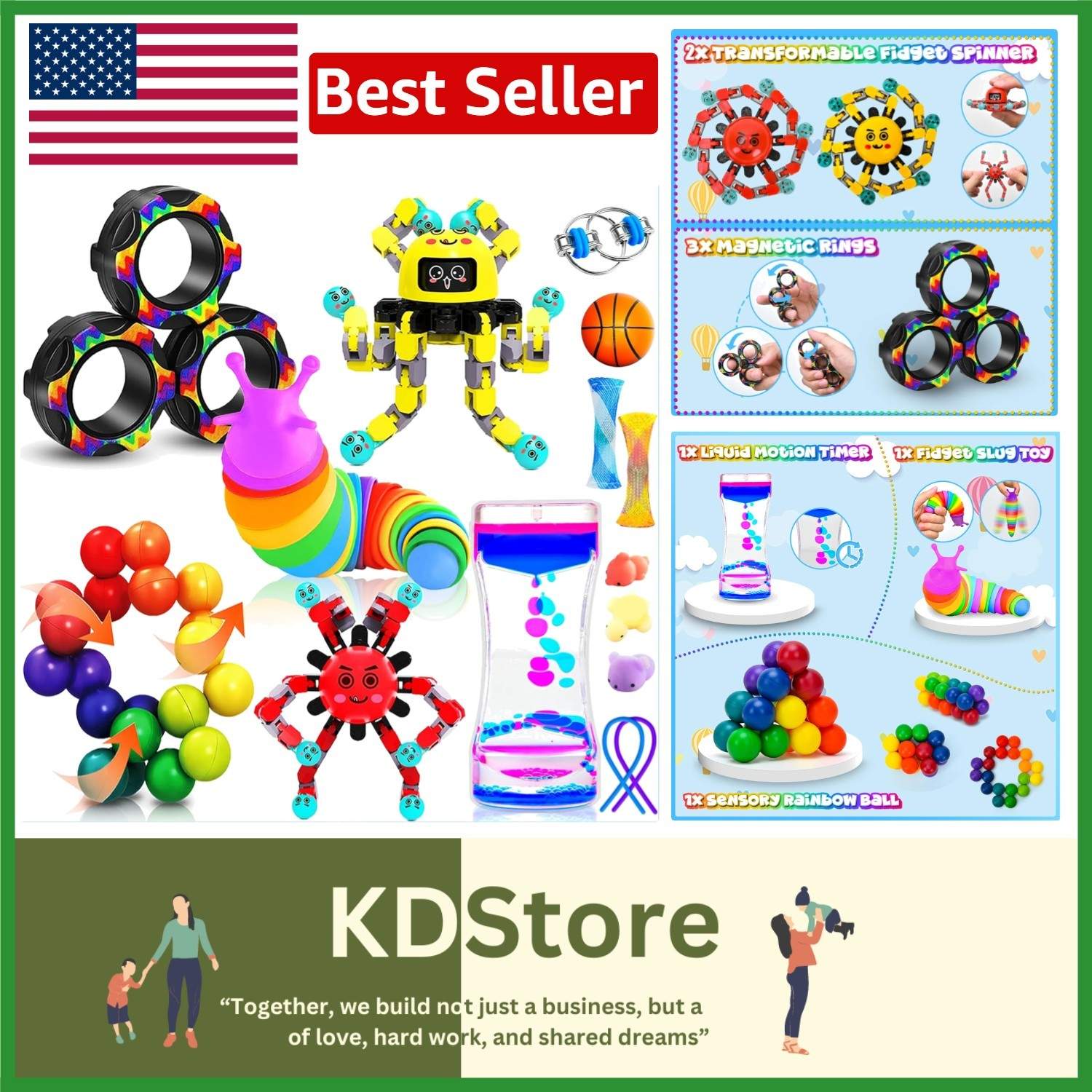 15pc Sensory Fidget Toys Bulk Pack for Autism ADHD Kids Teens Classroom Stres…