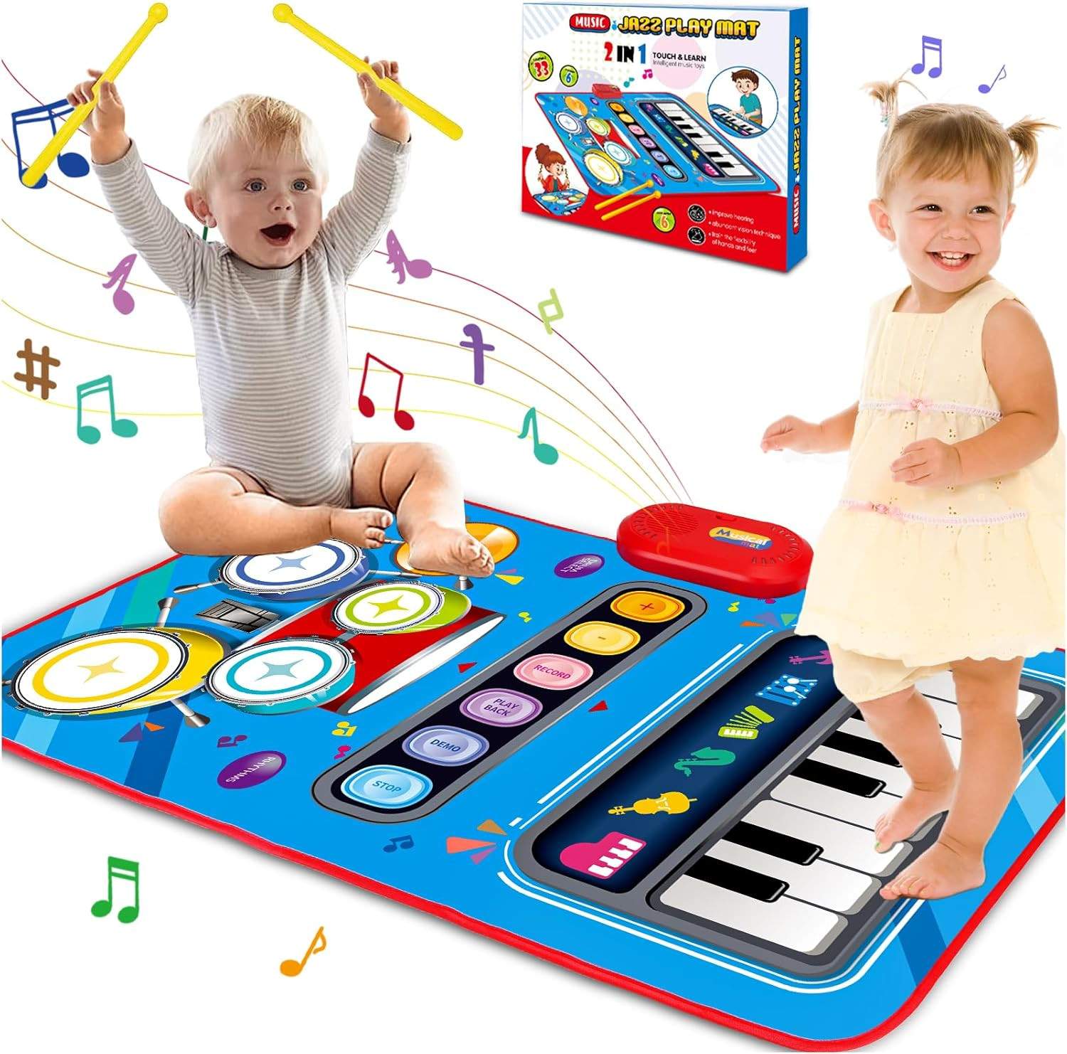 Baby Toys for 1 Year Old: Baby Musical Mat Toddler Toys Age 1-2 – 2 in 1 Pia Dru