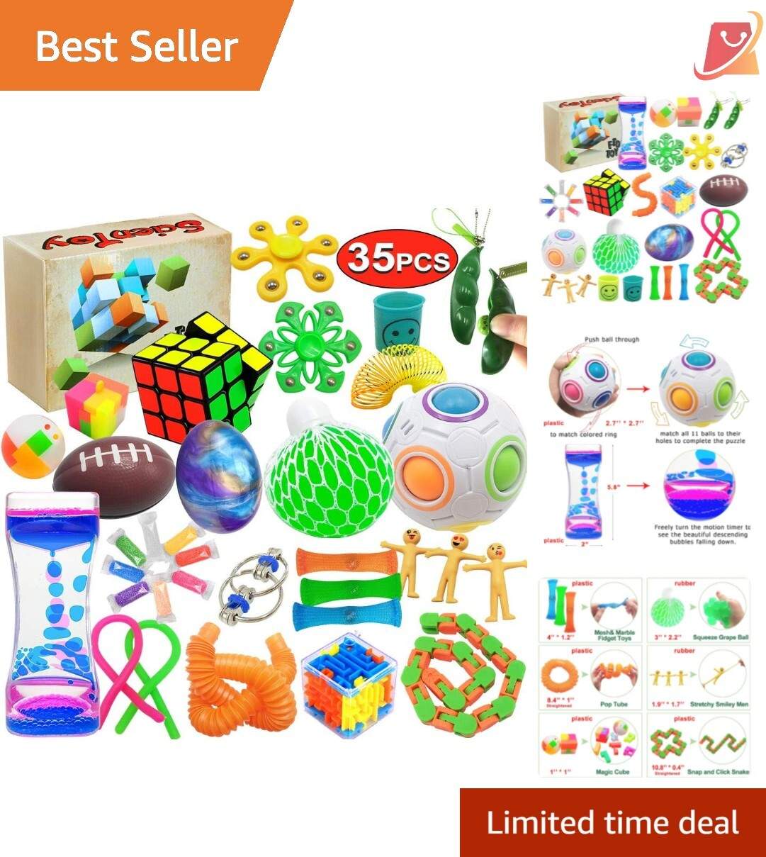 Fidget Toy Set 35 Pack Sensory Toys for ADD OCD Autism Anxiety Stress Relief