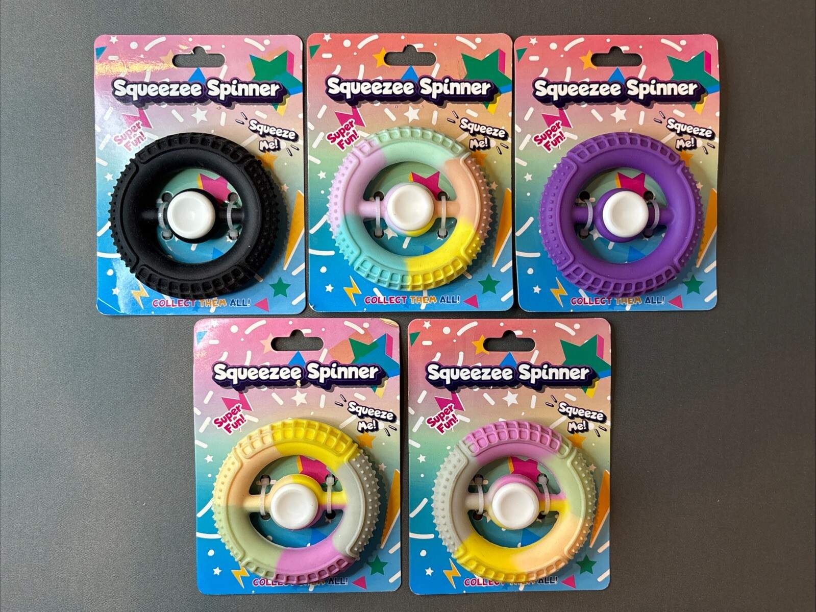 Lot of 5 Squeeze Spinner Fidget Anxiety Calming Toys New/Original Packaging