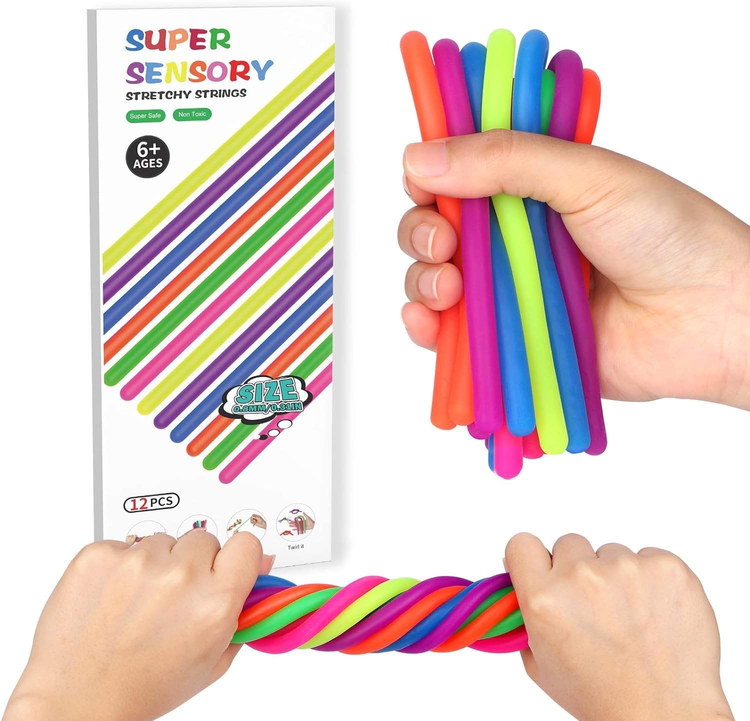 12 Pcs Sensory Toys for Kids,Fidget Stretchy Strings Stress, Anxiety,…