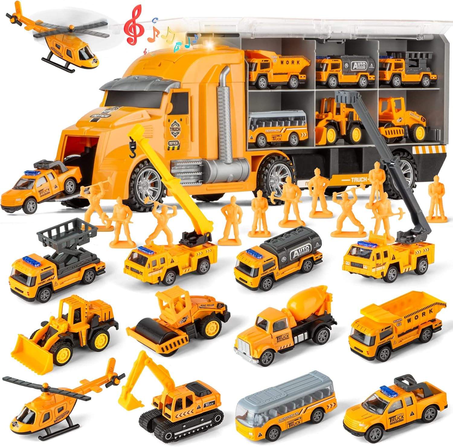 25 in 1 Die-Cast Pull Back Construction Truck Vehicle Toys for 3-7Year Old Boy,