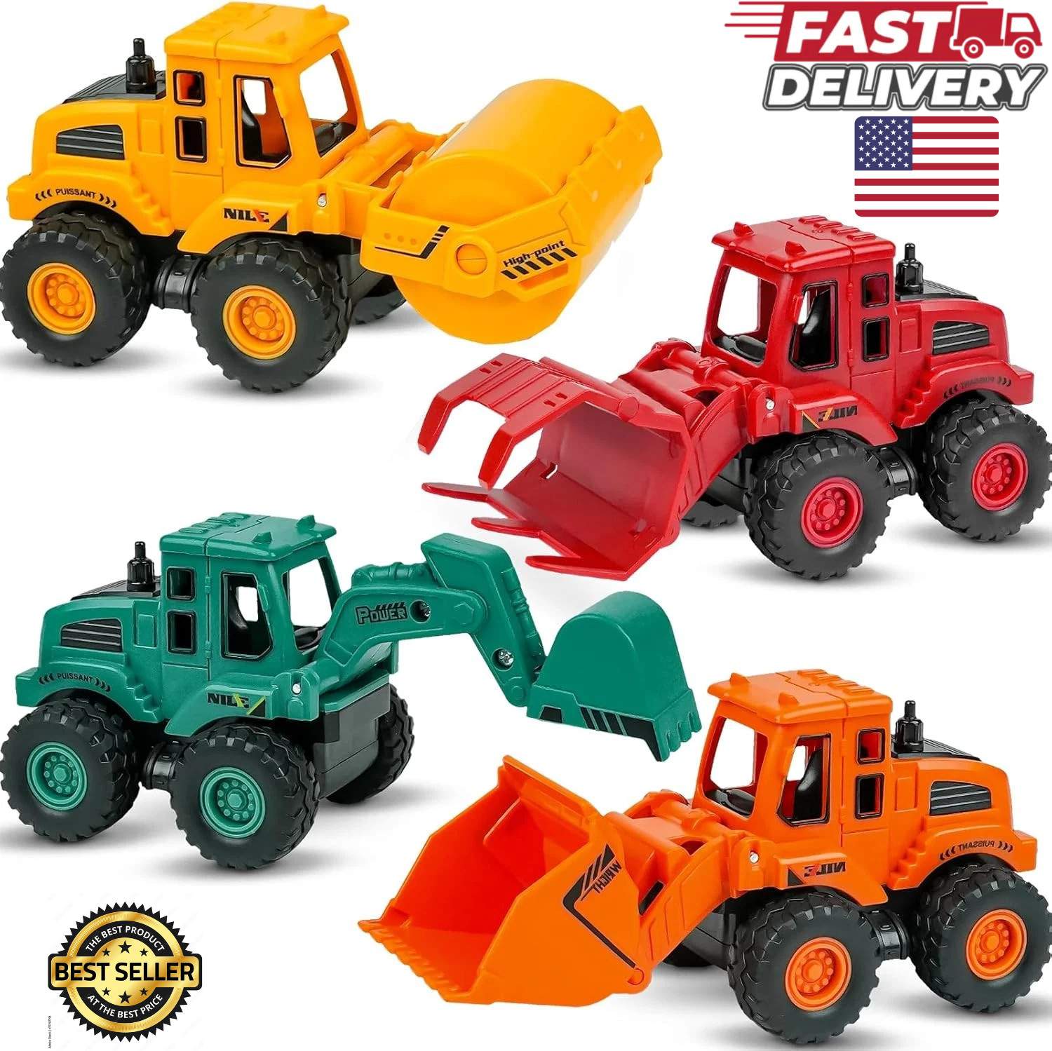 Beestech Construction Toys for 3 Years Old Boys Girls Kids 4 PACK