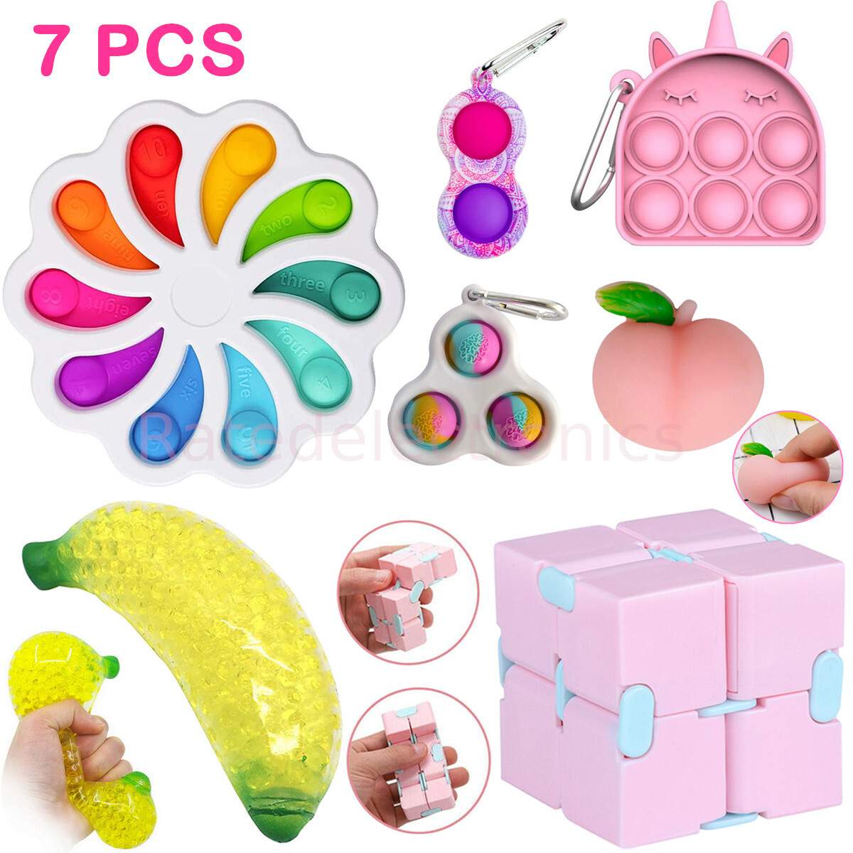 7PCS Fidget Stress Relief Sensory Toy ADHD Autism Anti-Anxiety Calming Toys Set