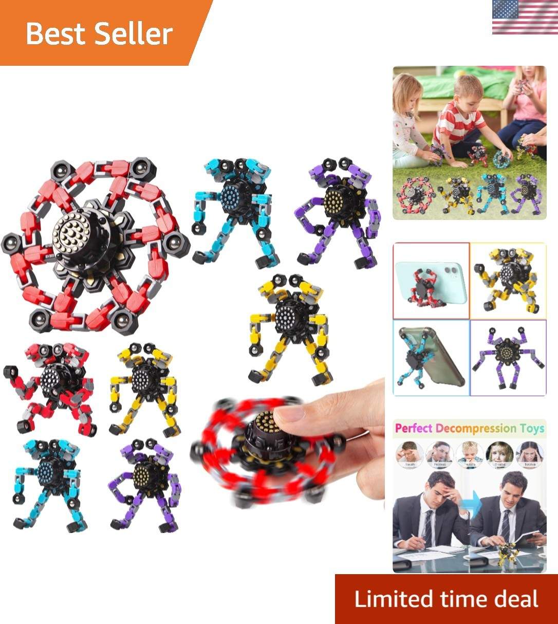 Fidget Spinners 8 Pcs for Stress Relief and Sensory Play