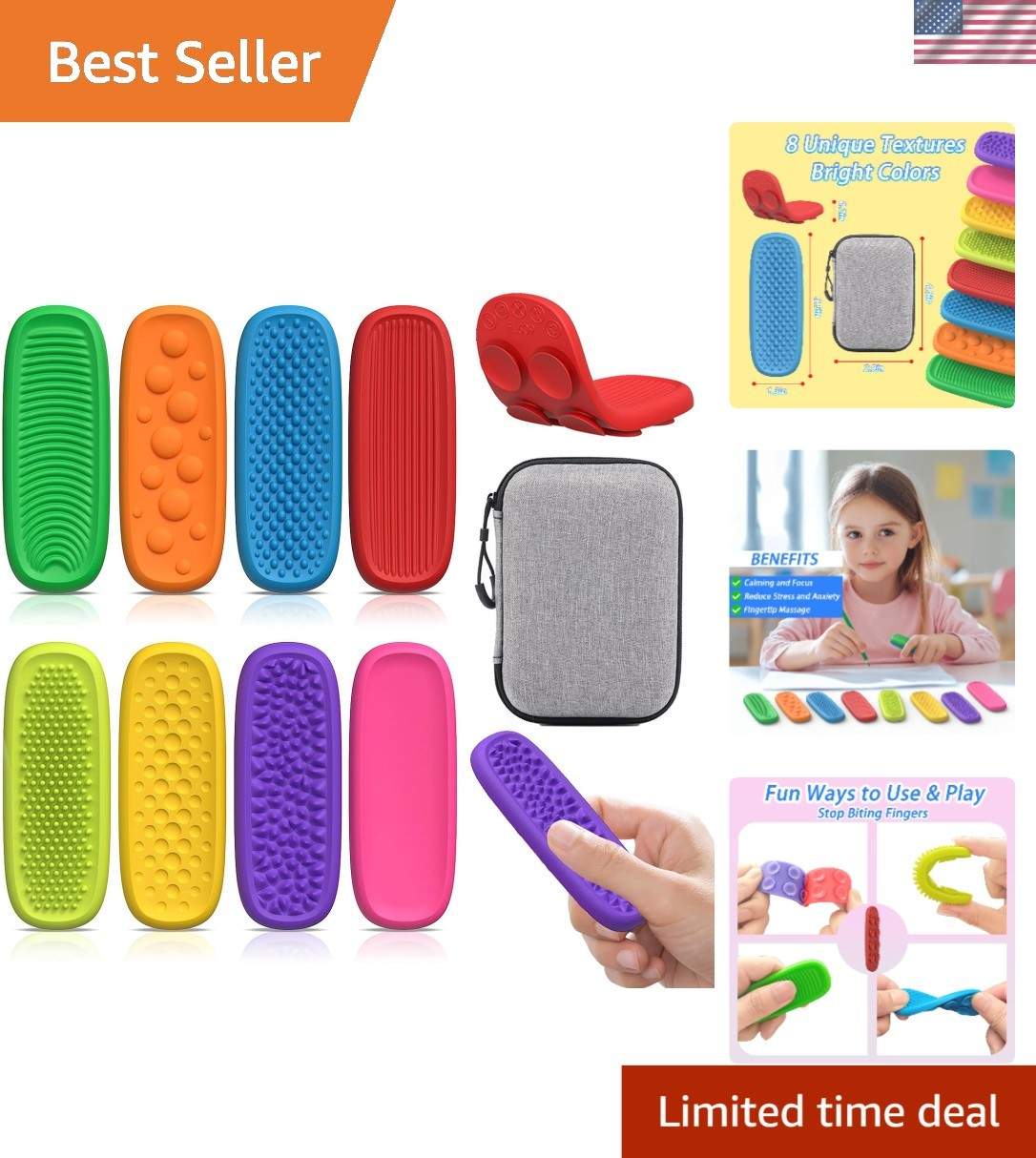 Sensory Fidget Toys Kids Adults : 8 Pack Textured Suction Toys for Autism Cal…