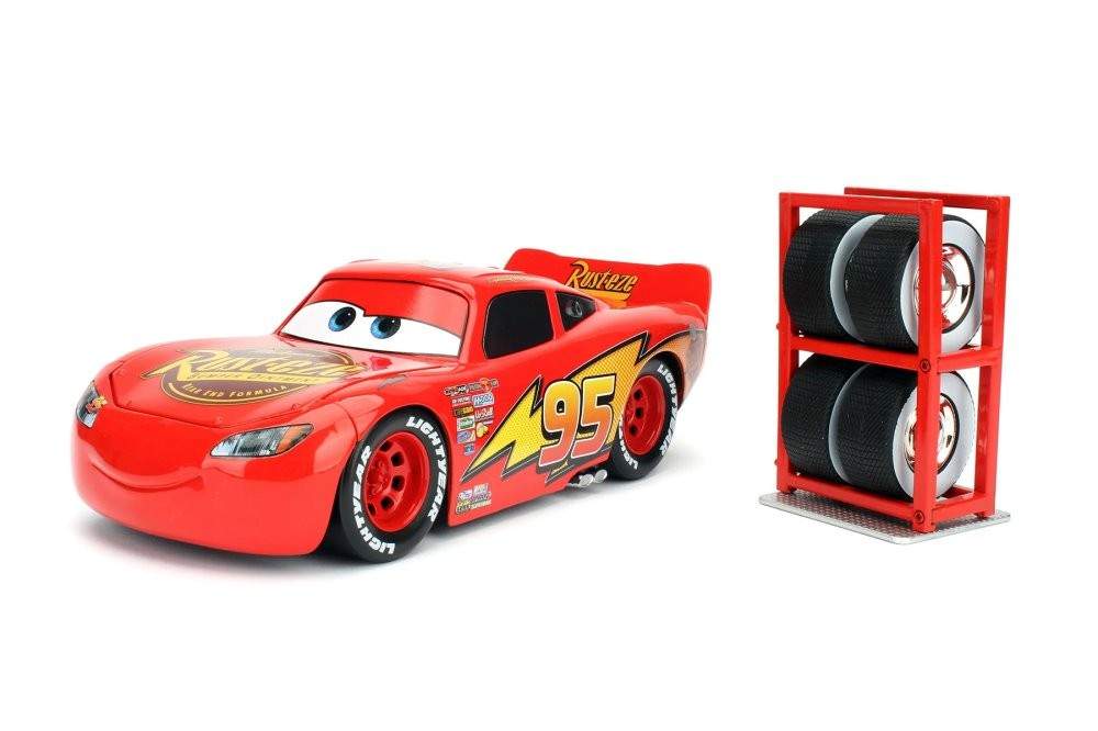  LIGHTNING MCQUEEN W/ EXTRA WHEELS 1/24 DIECAST CAR JADA TOYS 97751