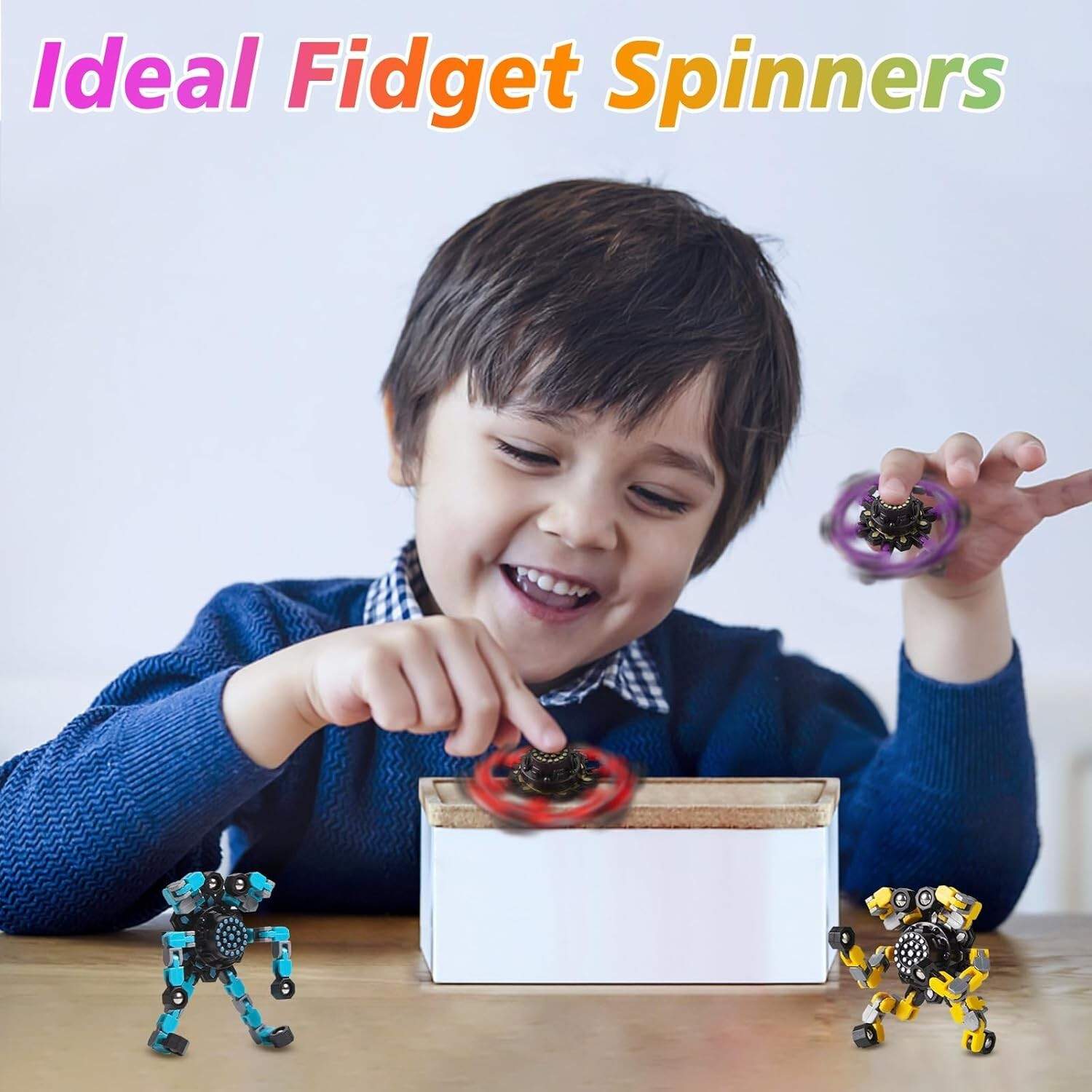Transformable Fidget Spinners 4 Pcs for Kids and Adults Stress Relief Sensory