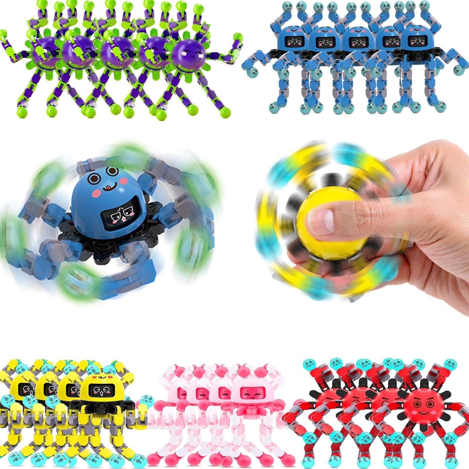 Transformable Fidget Spinner Toys – 20 Pcs for Kids, Stress Relief  Sensory Fun