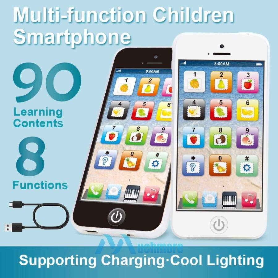 Toy Learning Play Cell Phone 8 Functions Voice Interactive Toy for Toddler Kids