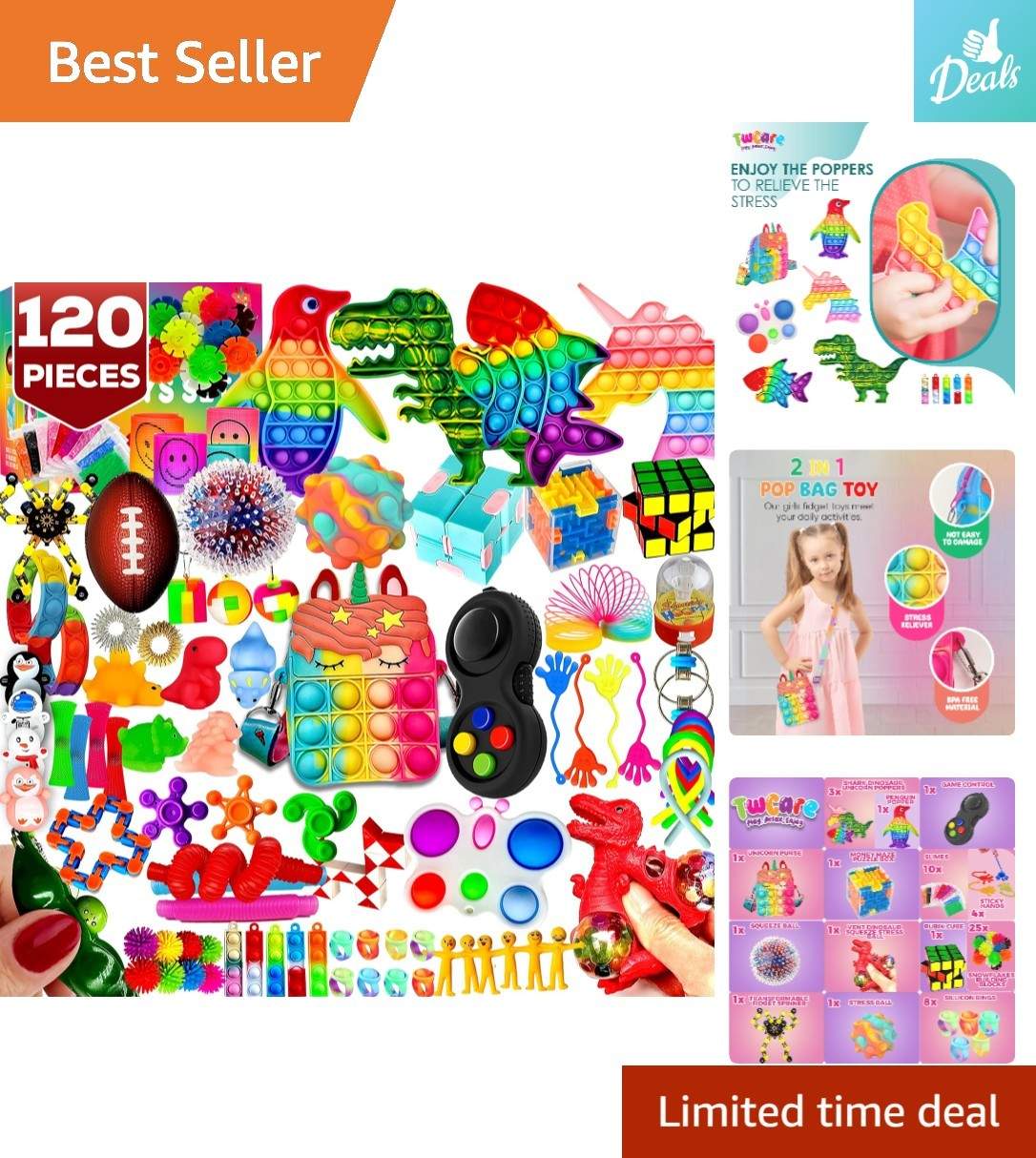 120 Count Fidget Toy Set – Ideal Sensory Gifts for Classroom Prizes & Parties