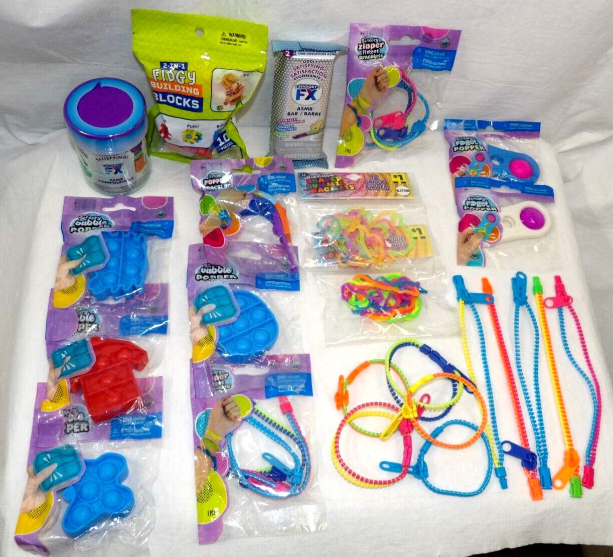 Wow! 24 Piece Fidget/Sensory Toy Lot• Lot C• 64 Total Pieces! A Great Variety!