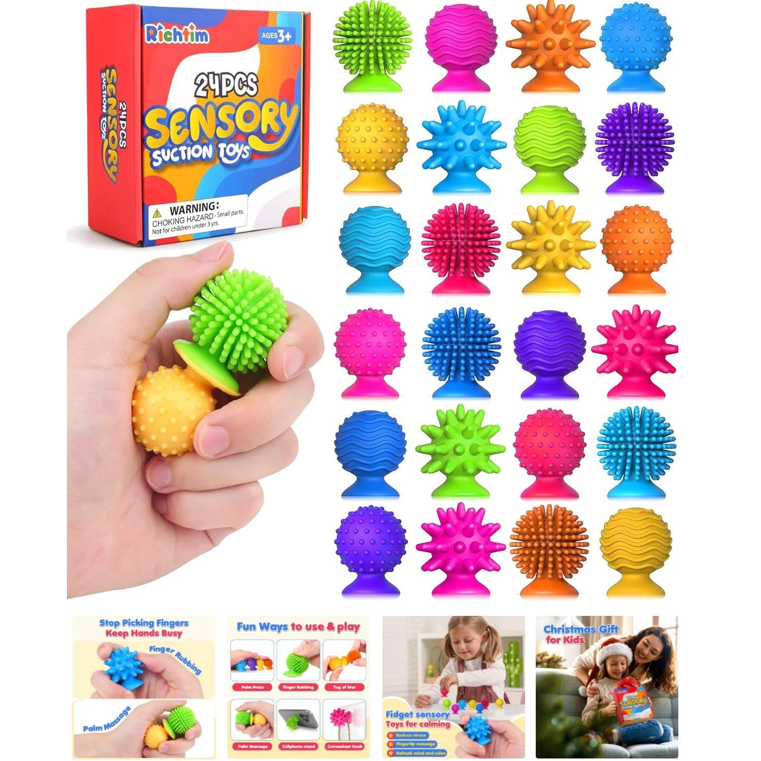 Sensory Fidget Toys Kids Adults: 24 Pack Textured Sensory Toys for Autism Kids C