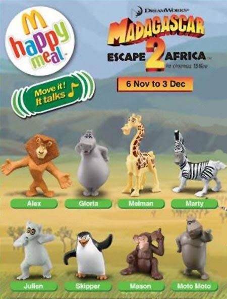 2008 MADAGASCAR 2 MCDONALDS HAPPY MEAL TOYS – U – PICK