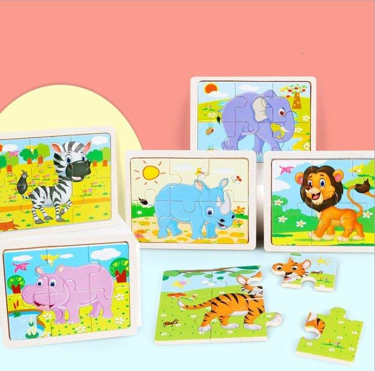 Wooden Jigsaw Puzzles for Kids Age 2 3 4 5 Toddler Puzzles Toys, Preschool Set 6
