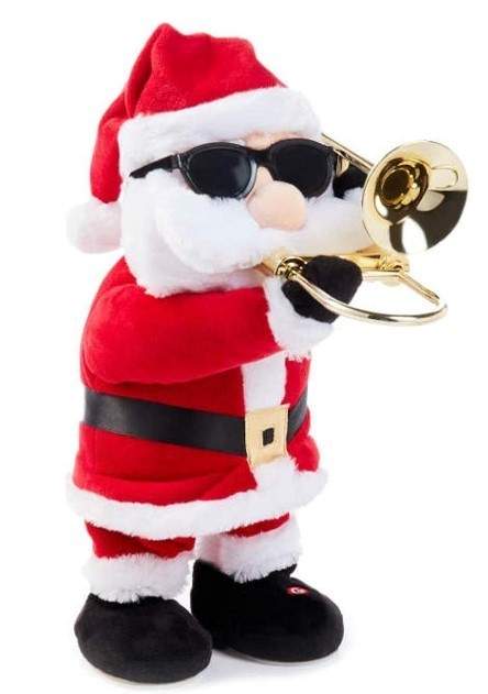Gemmy Santa Claus Trombone Christmas Jazz Saints Go Marching Animated Plush