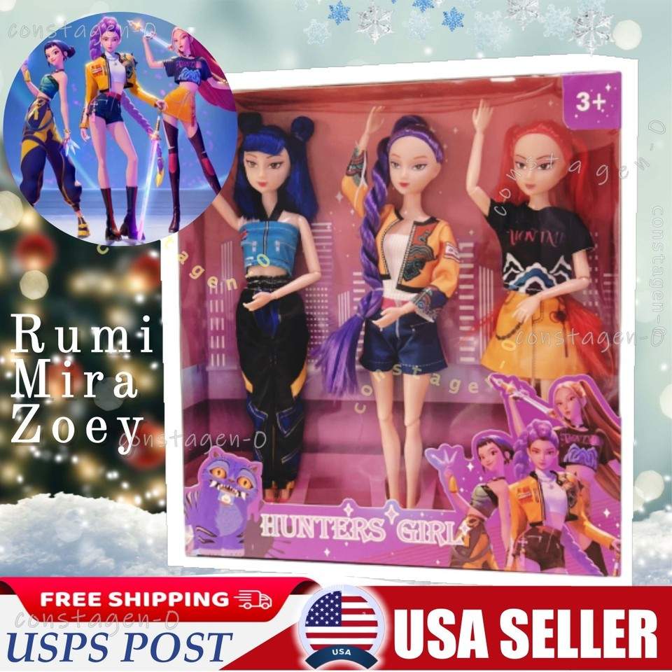 3PCS Cosplay Kpop Demon Hunters Dolls Collectible Moveable Joint Figure Toy US