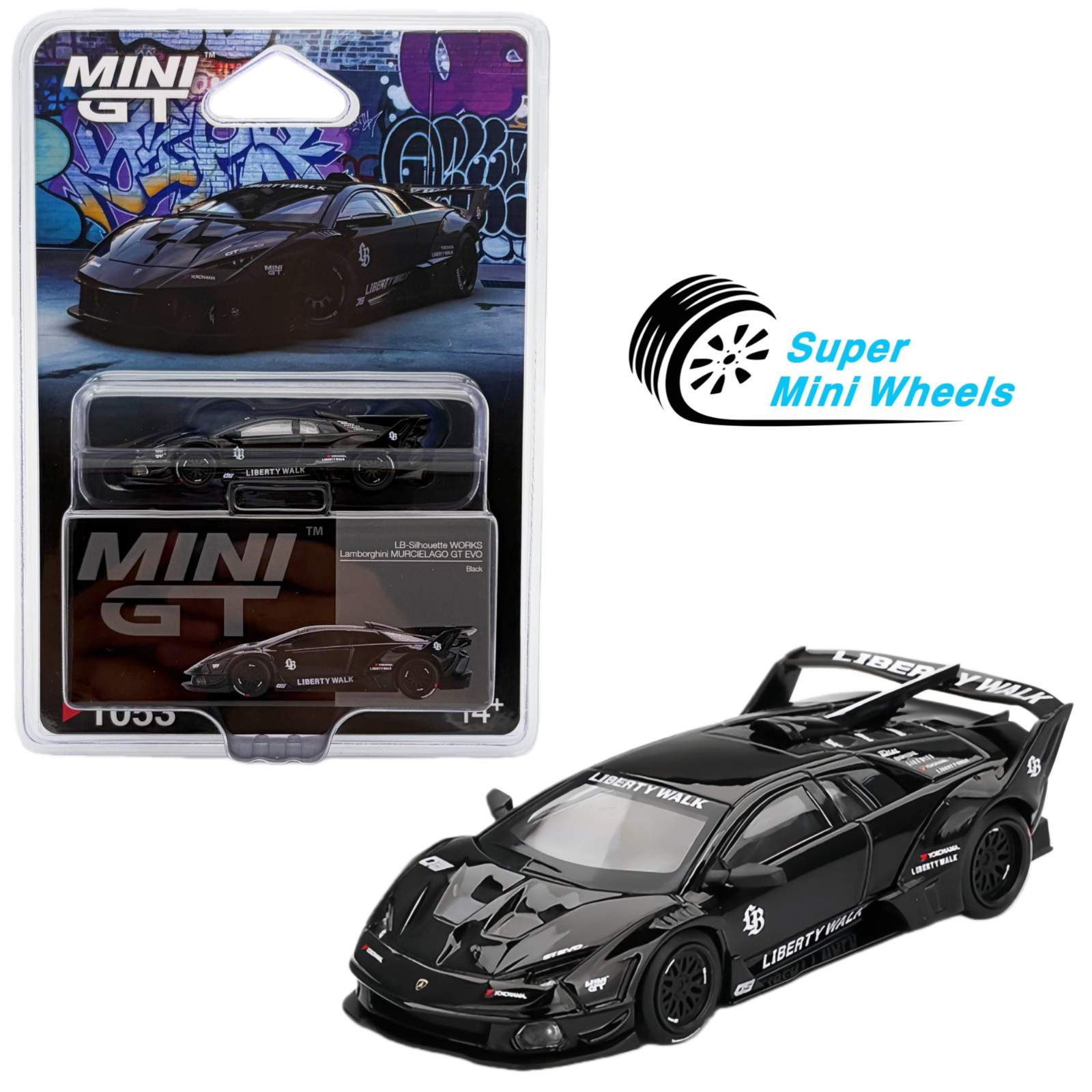 Mini GT 1:64 Lamborghini LB-Silhouette WORKS MURCIELAGO GT Evo Black #1053