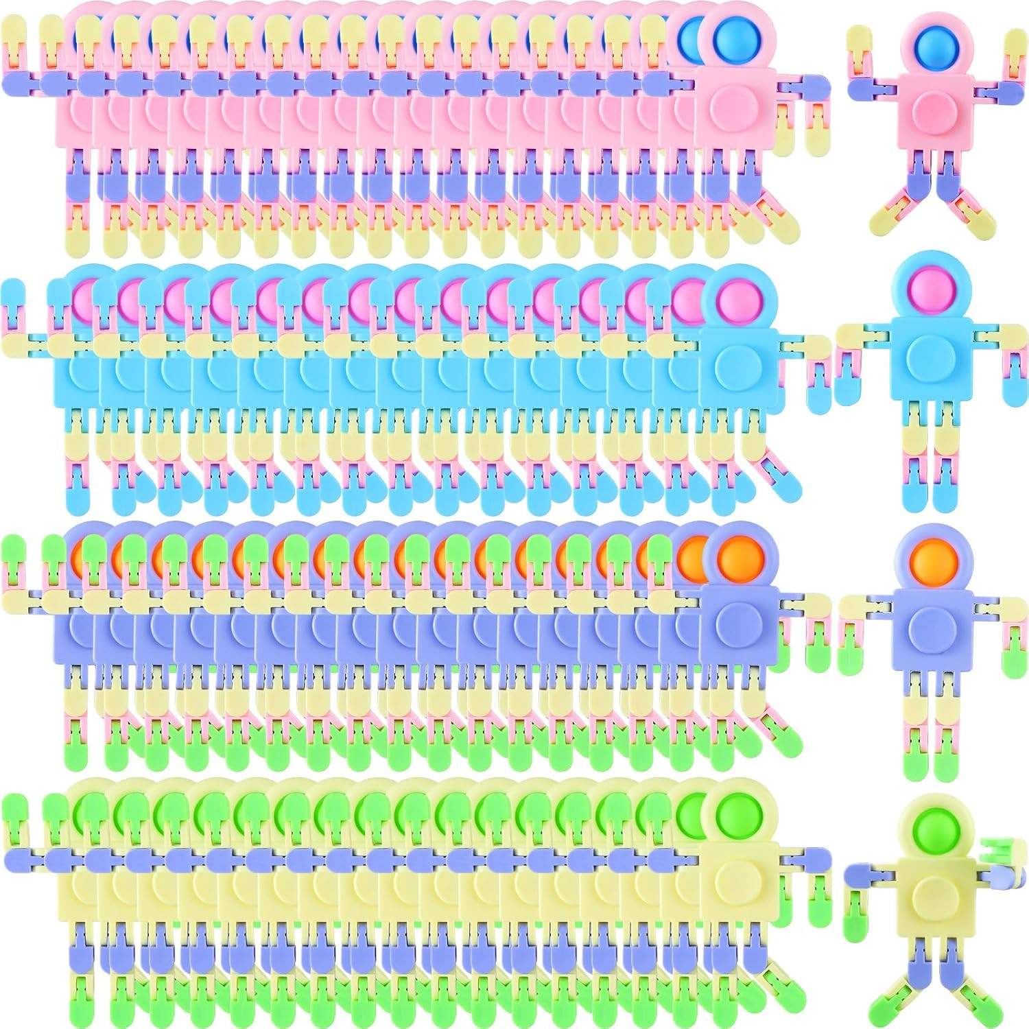 72 Pcs Fidget Sensory Spinner Toys Transformable Chain Robot Fingertip Toy Senso