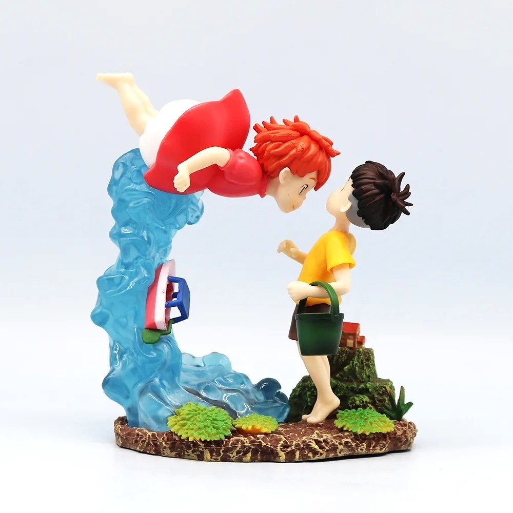 6inPonyo on the Cliff Figure Toy Ponyo And Sosuke Scene Gift Doll Statue Toy Kid