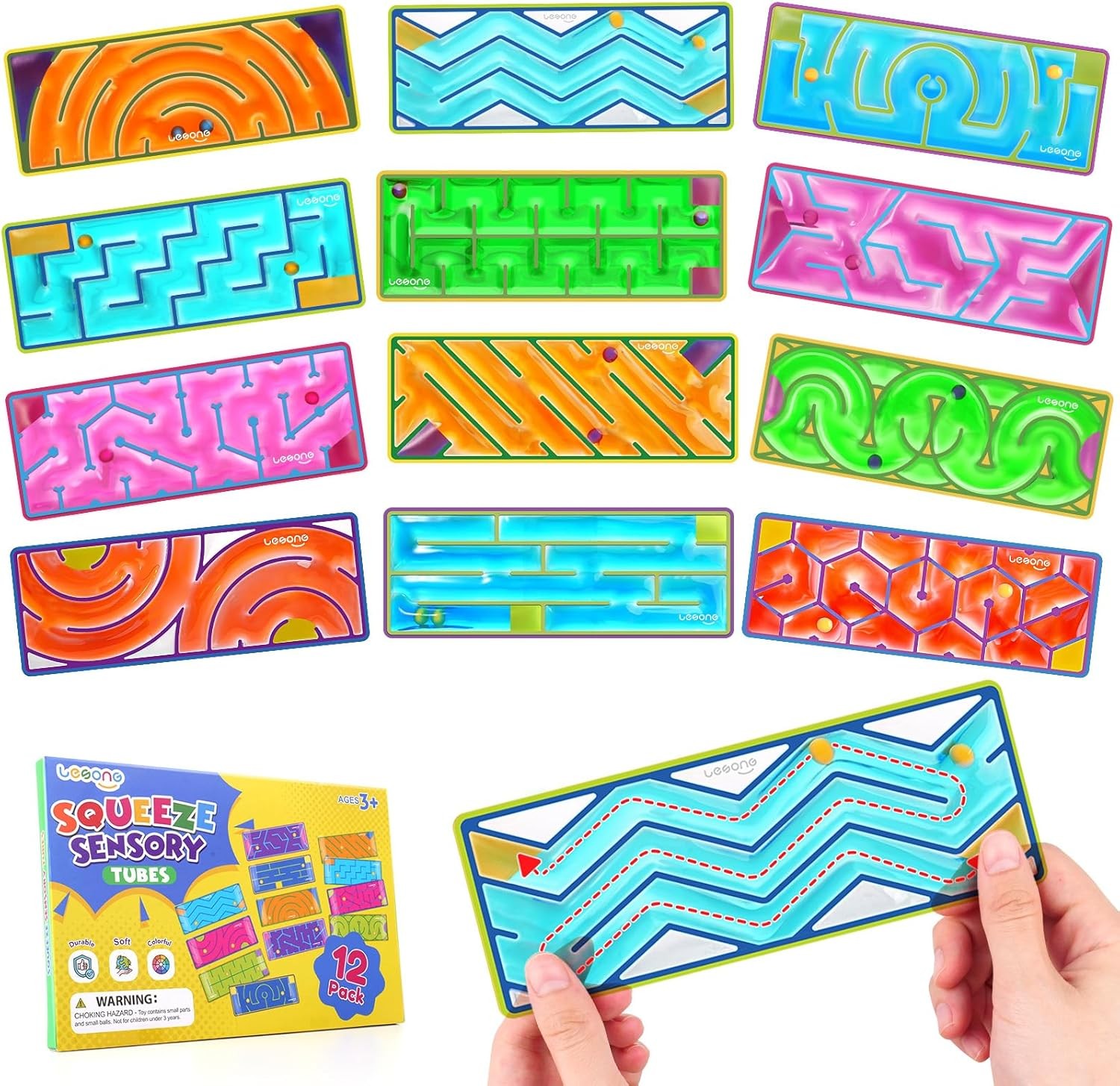 12-Pack Sensory Maze Fidget Toys for Kids & Adults: Quiet Squishy Calming…