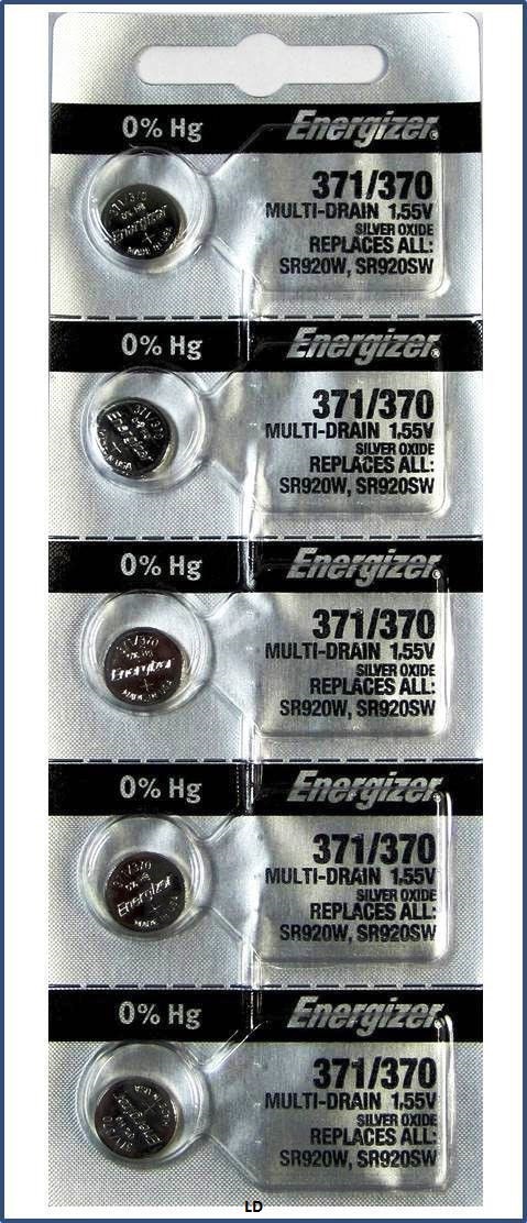 ENERGIZER 371 370 SR920W SR920SW (5 Pieces) Brand New Battery Authorized Seller
