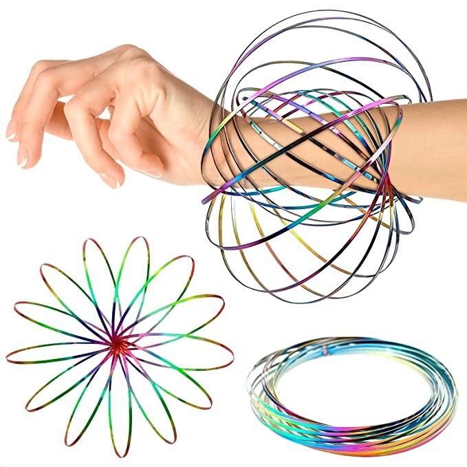 Magic Flow Ring 3D – 5 Pack Amazing Kinetic Toy, Stress Buster- Stainless Steel