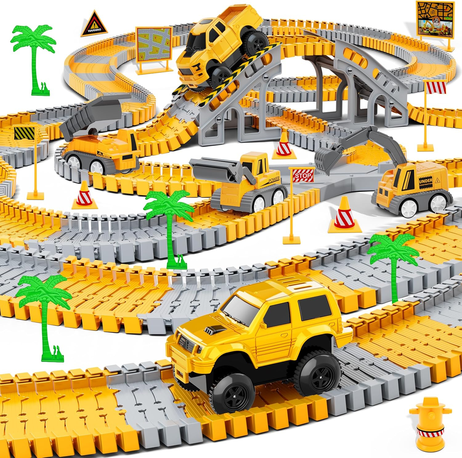 Kids Toys 253 PCS Construction Race Tracks Toy for 3 4 5 6 7 8 Year Old Boys Gir