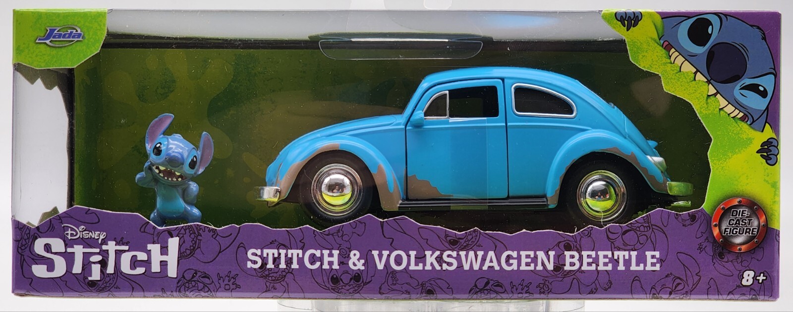 JADA TOYS 1:32 2023 DISNEY STITCH STITCH & VOLKSWAGEN BEETLE REAL RIDERS!