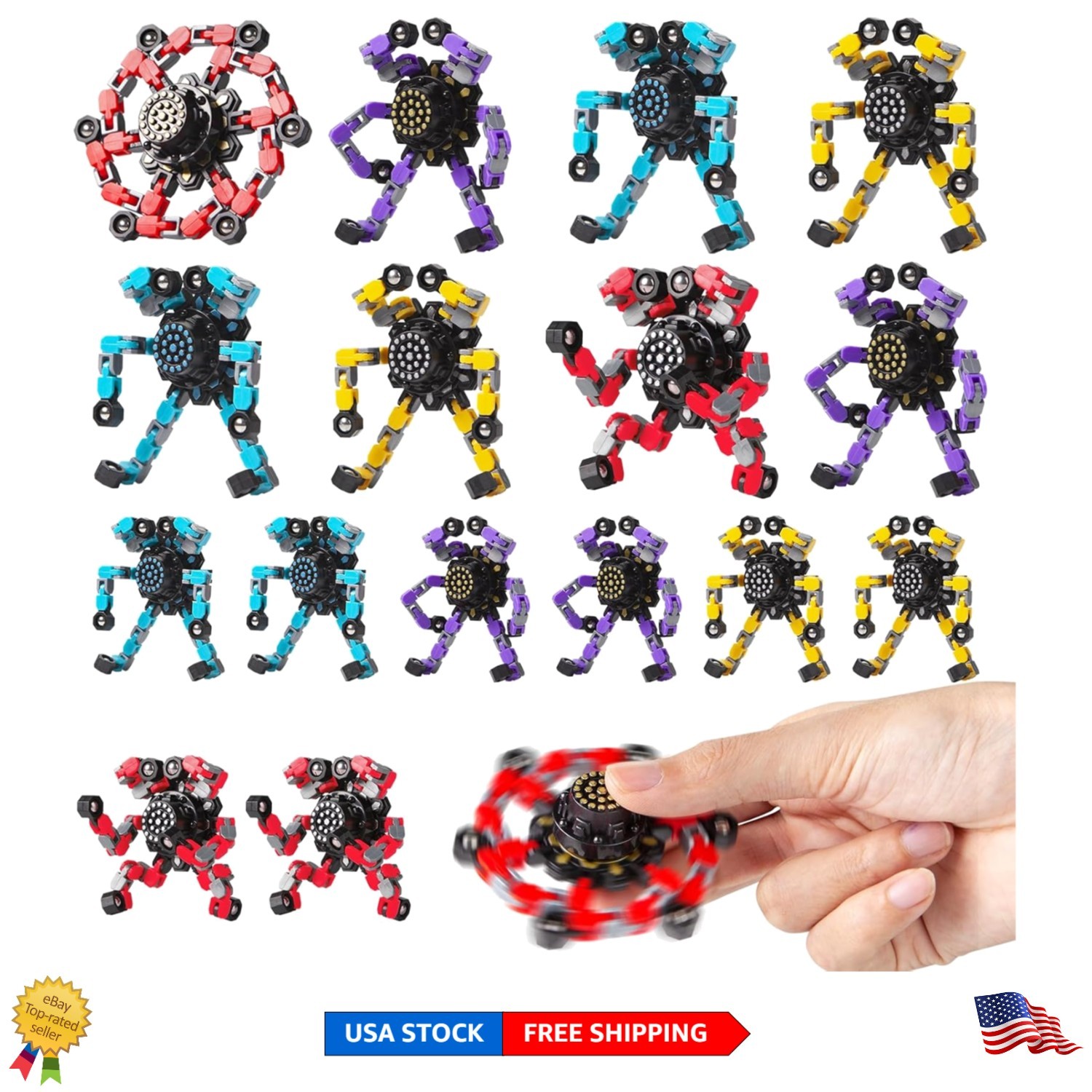 Portable 16-Piece Fidget Spinner Kit – Vibrant Stress Relief Toys for Everyone