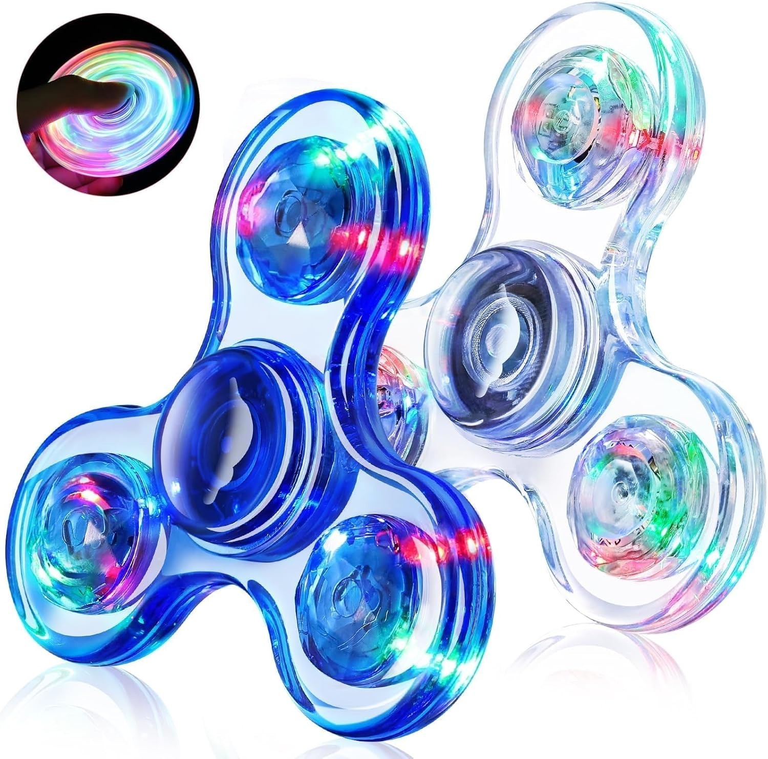 Fidget Spinner 2 Pack, Light up Sensory Fidget Toys Adults Kids 4-8-12 with Auti