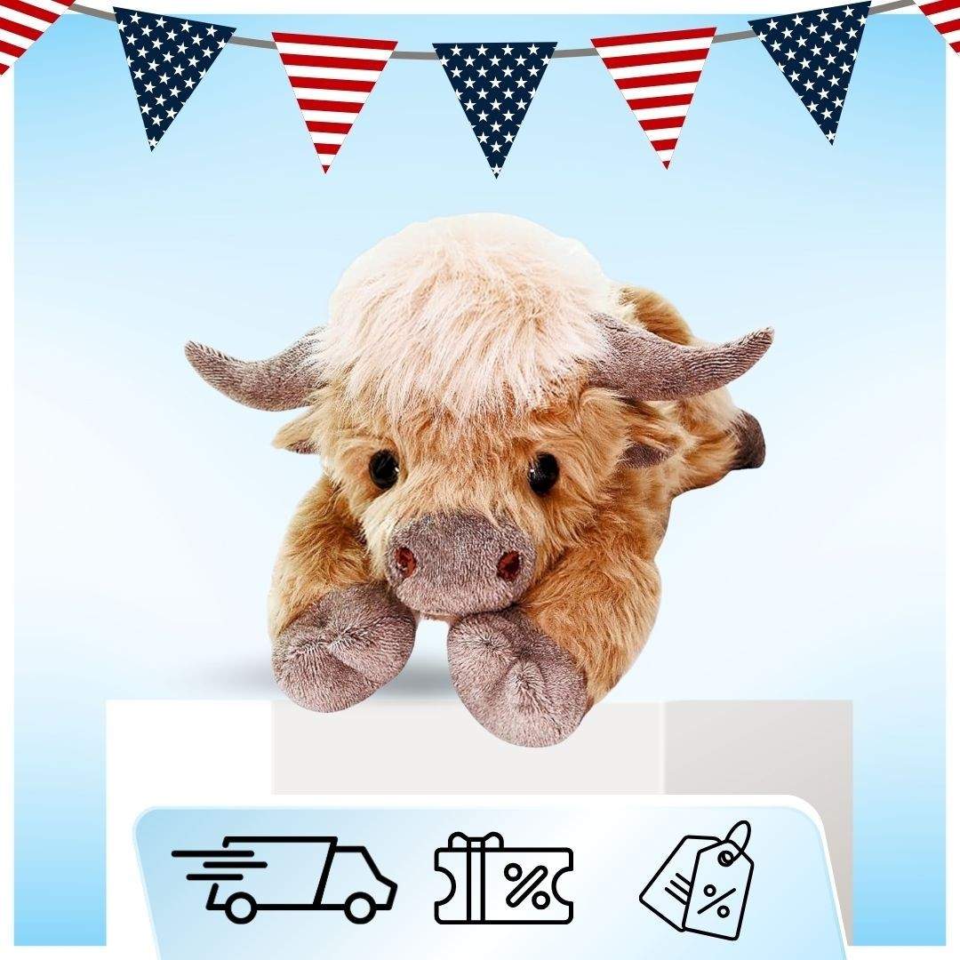 20″ Highland Cow Weighted Plush, 4 lb Microwavable Heating Pad Stuffed Animal