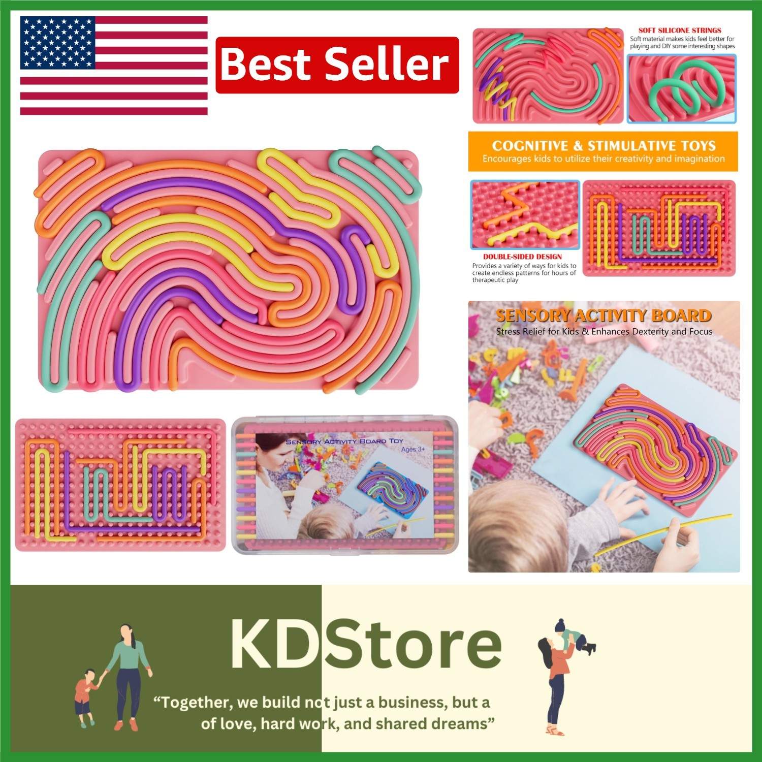 Sensory Fidget Toys & Activity Board for Kids, Autism, ADHD, Stress Relief