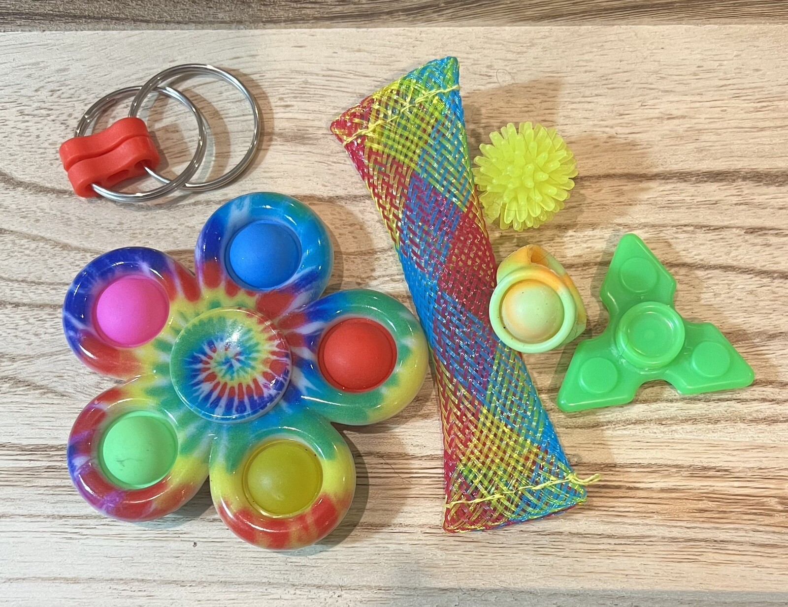 6 Pc Fidget Sensory Toys Including Tie-Dye Spinner – A0062