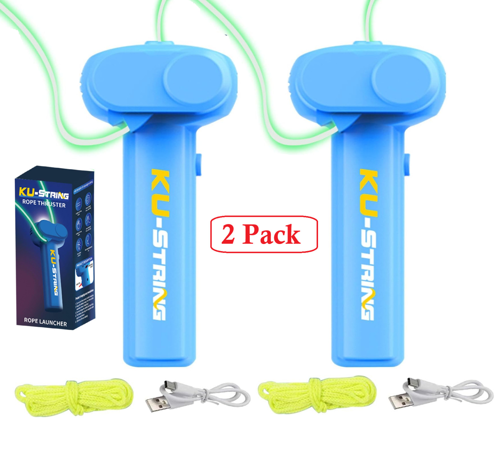 2 PACK Lasso String Shooter Loop Toy Handheld Zip Rope Launcher Propeller Toy US