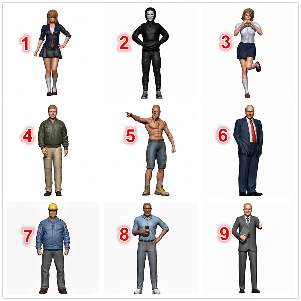 1/64 1/87 1/43 1/18 1/24 Girl Man Scene Miniatures Figures Model For Cars Toys