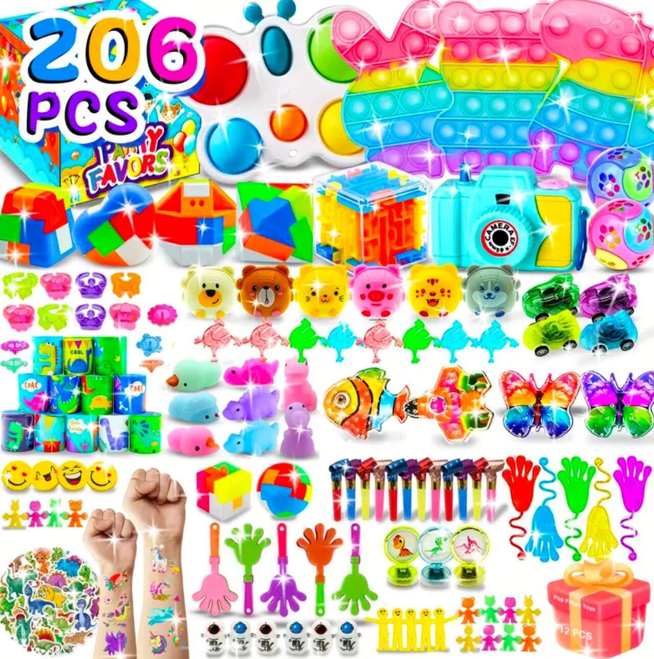 206 PCS Sensory Fidget Toys Set – Party Favors & More for Kids