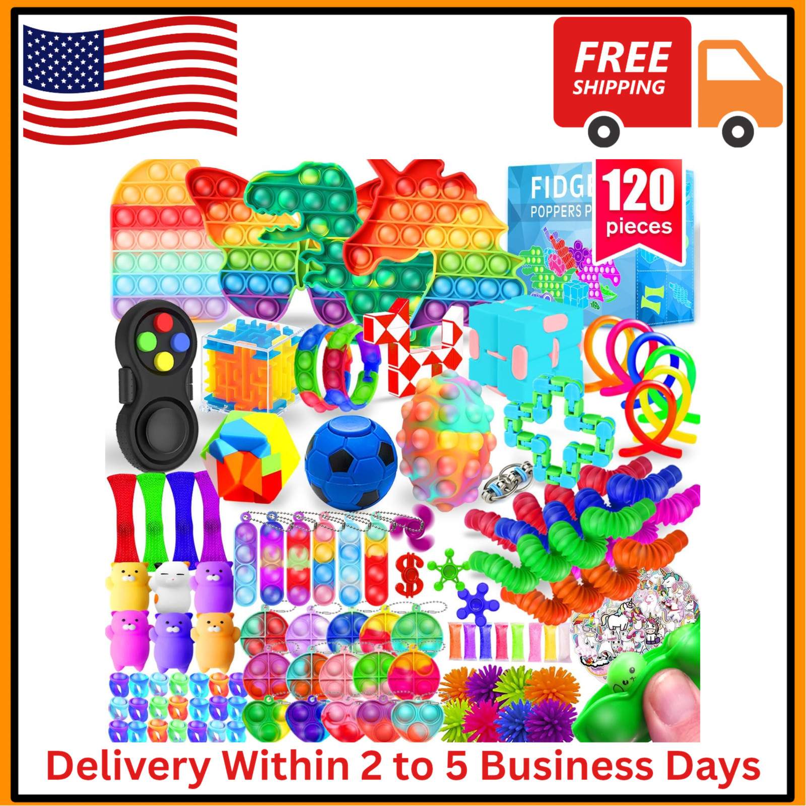 Fidget Toys, 120 Pack Fidgets Set Stocking Stuffers for Kids Party Favors Autism