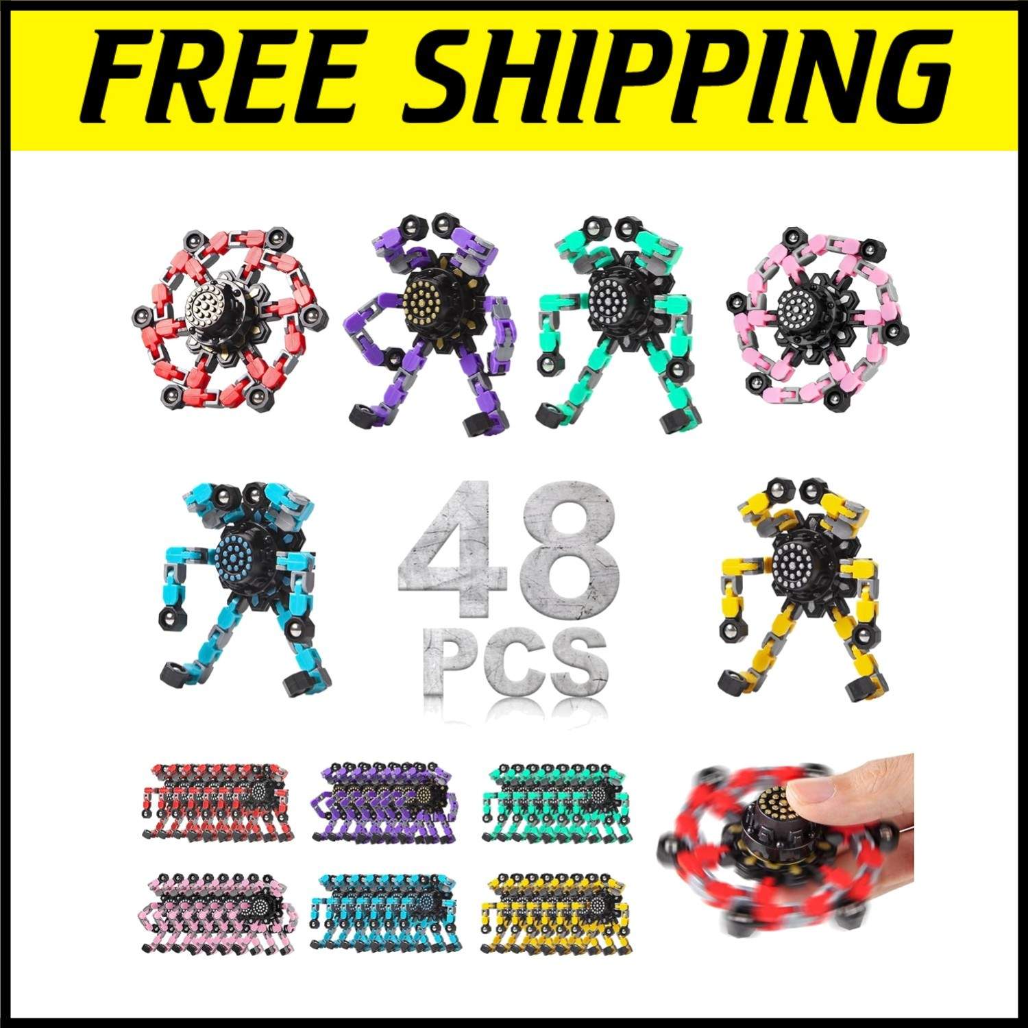 Versatile Transformable Fidget Spinners for Kids & Adults – 4 Pack Sensory Toys