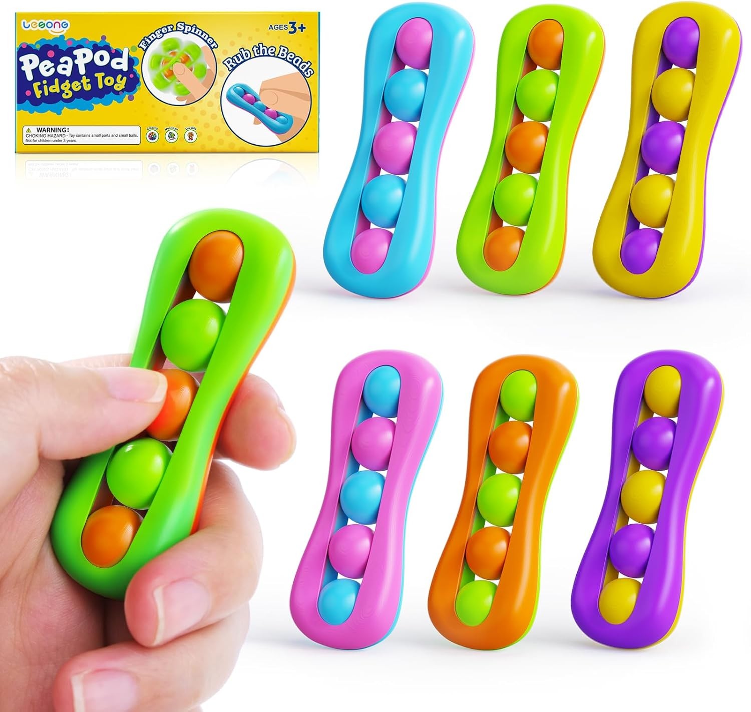 LESONG Fidget Sensory Toys for Kids: 6 Pack Colorful Finger Spinner -…